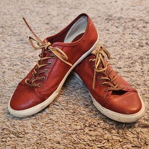 Frye Mindy Leather Sneakers Red Size 8